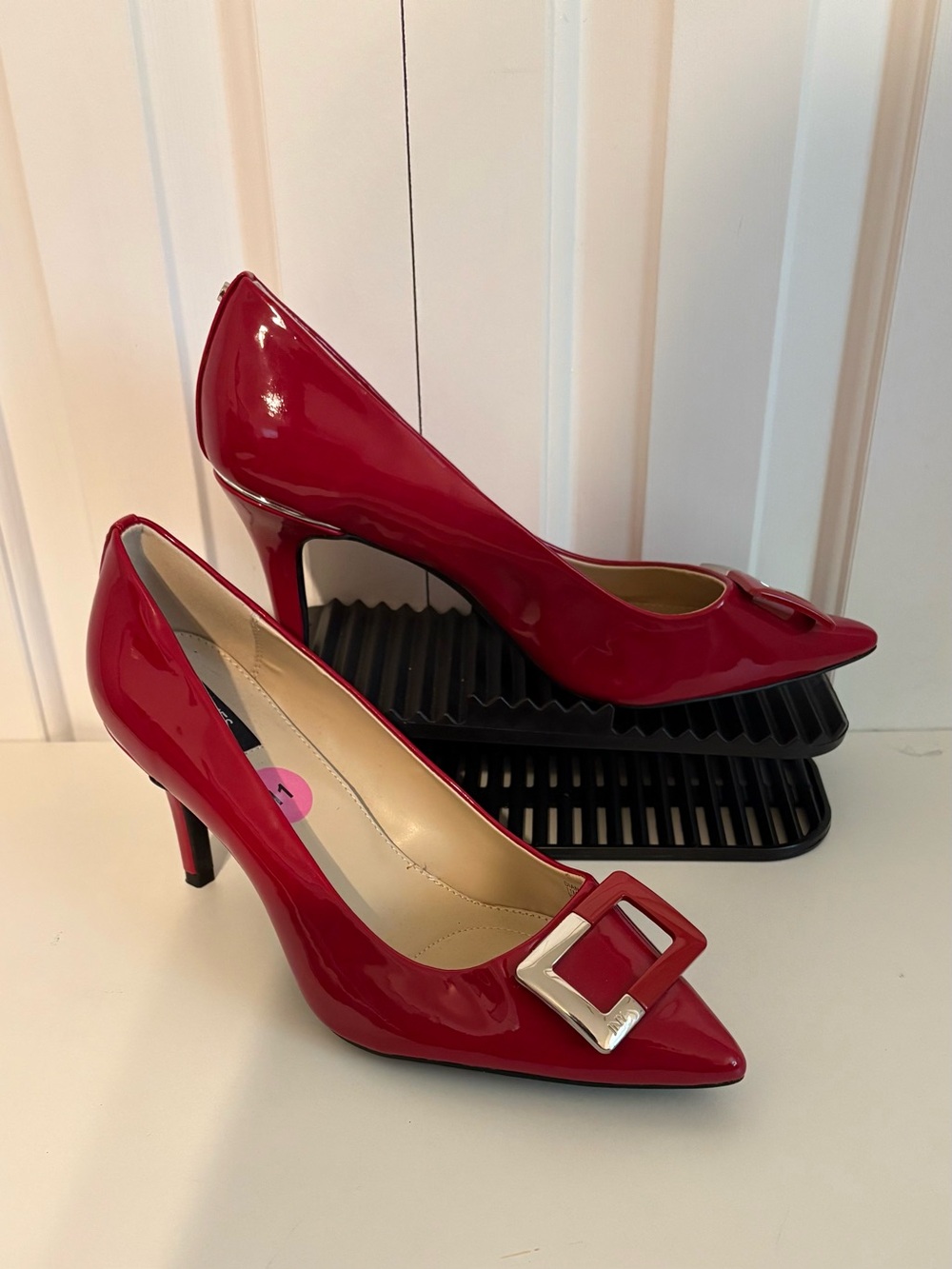 JONES NEW YORK Red Patent Pointed-Toe Pumps with Buckle, NWOT